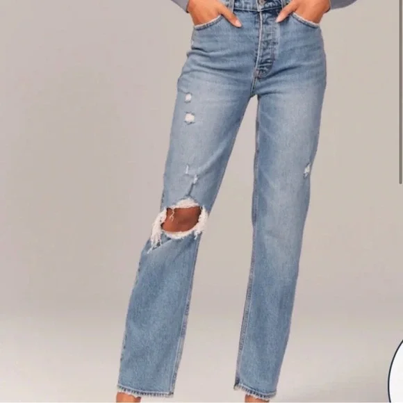 Abercrombie & Fitch women’s the Dad high rise jean size 28/6R - Picture 1 of 12